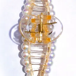 Lyphy Women Set of 2 T-shape And half Moon Pearls Hair Claw Clip image 2