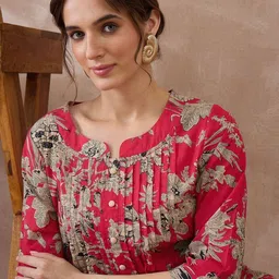 Indo Era Printed Pure Cotton Round Neck Tunic With Trousers Co-Ords image 3