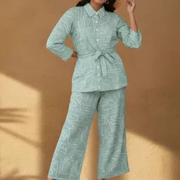 Subhan Hub Printed Shirt Collar Shirt & Trousers Co-Ords-picture-34