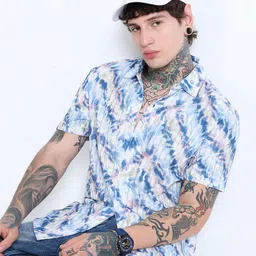 glitchez Men Standard Fit Dyed Spread Collar Casual Shirt-picture-28