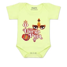 Arvesa Kids-Unisex Yellow Cotton Rompers-picture-32