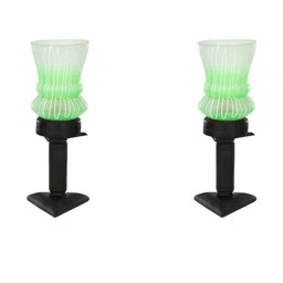 SOMIL Pack Of 2 White Printed Glass Cylindrical Shaped Table Lamp image 4