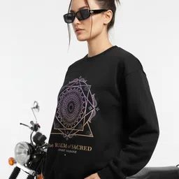 The Roadster Lifestyle Co Printed Round Neck Oversized Sweatshirt image 4