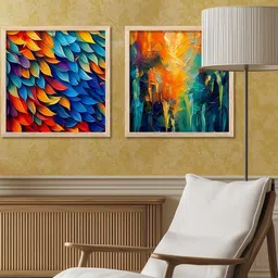 WALLLANE Set of 2 Wood Floral and Botanical Wall Paintings image 5