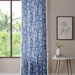 URBAN SPACE Blue & White Floral Door Curtain-image-87