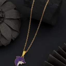 SZN Set Of 2 Stainless Steel Gold-Plated Quirky Pendants With Chains image 2