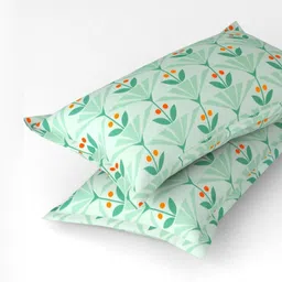 bsb home Green And Red 2 Pieces Self Design Pure Cotton Rectangle Pillow Covers-picture-32