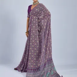 Sedora Couture Ajrak Block Printed Saree-image-1