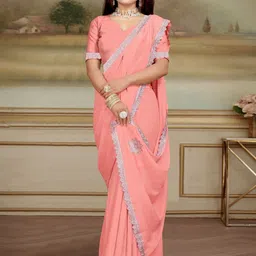 URU FASHION Embellished Embroidered Art Silk Banarasi Saree image 4