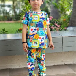 YK Infant Boys Printed Round Neck T-shirt With Trousers-picture-42