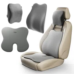 FRIDO Grey Car Comfort Combo Of 3 Neck Rest Backrest & Wedge Seat Cushion-picture-37
