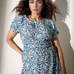 DressBerry Women Printed Round Neck Fit & Flare Midi Dress image 4