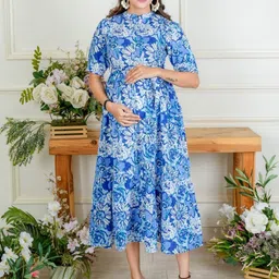 MOTHERHOOD BY SNEHAL Floral Print Maternity Fit & Flare Midi Dress-picture-24