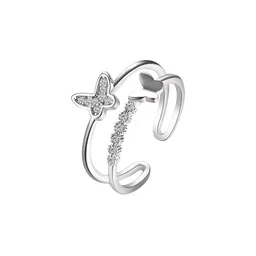 Teeragaj Stainless Steel Cubic Zirconia Stone-Studded Adjustable Finger Ring image 4