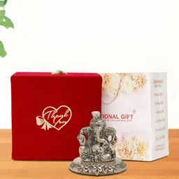 INTERNATIONAL GIFT Silver-Toned Pagdi Ganesh Religious Idol Showpiece-picture-19