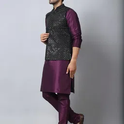 B BEN Men Purple Kurta Sets image 2