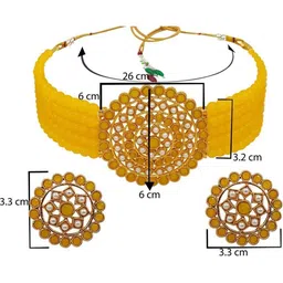 Women Click Stone Studded & Beaded Jewellery Set image 2