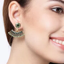 YouBella Gold-Plated Contemporary Stone Studded Drop Earrings-image-73