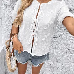 StyleCast x Revolte Women Embroidered Gathered Tops image 2