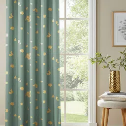 URBAN SPACE Green & Yellow Abstract Printed Cotton Black Out Door Curtain-image-25