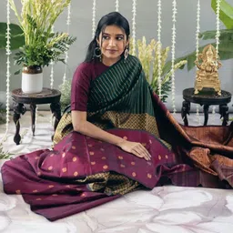 CANIZZARO Woven Design Zari Silk Blend Banarasi Saree image 5