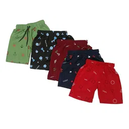 PALMLON Unisex Kids Pack Of 5 Cotton Printed Shorts-picture-54