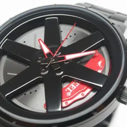 kazzar Black-Spinner Watch Analog Watch - For Men spin-thik-red image 3