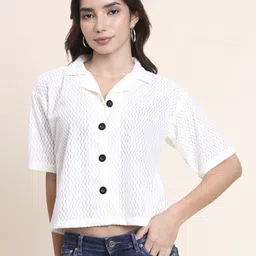 dressberry Women Boxy Fit Self Design Lapel Collar Casual Shirt-picture-48