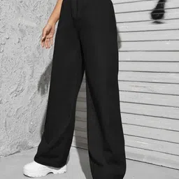 rihantradde Women Loose Fit Black Pure Cotton Trousers-picture-39