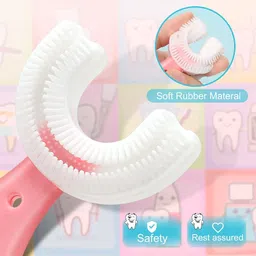 prachi Children Infant Toothbrush 360 Degree U Shaped Toothbrush with Silicone Brush Soft Toothbrush image 4