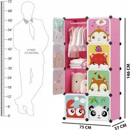 exvito 8-Door 8-Shelf Plastic kids Collapsible Cupboard clothes rack PC Collapsible Wardrobe image 3