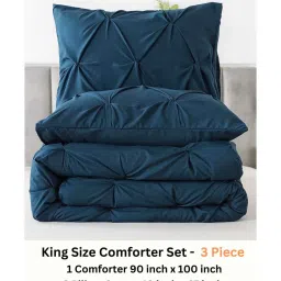 the white moss Marquis Pleat Pinch luxurious Winter Single Comforter with One Pillow Cover image 5