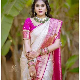 zenophily Woven Kanjivaram Pure Silk, Art Silk Saree image 1