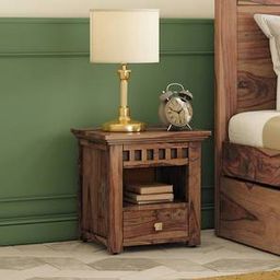 urban ladder Fidora Solid Wood Bedside Table in Teak Finish-picture-13
