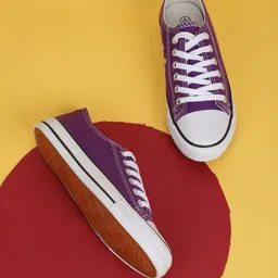 Truffle Collection Women Purple Canvas Lace-Up Sneakers-picture-31