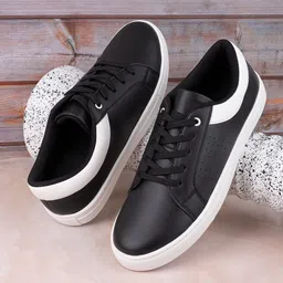 Styli Contrast Detail Perforated PU Lace Up Sneakers-picture-31
