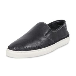 Hidesign Men Black Perforations Leather Slip-On Sneakers-picture-13