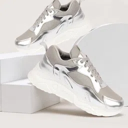 FAUSTO Women Textured Lace Up Mesh Sneakers image 1