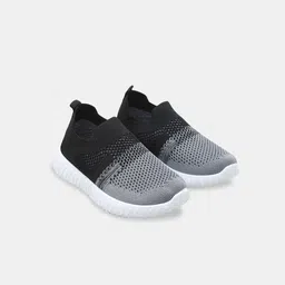 Hopscotch Unisex Kids Black Woven Design Slip-On Sneakers-picture-29