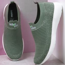 Action Women Woven Design Comfort Insole Mesh Slip-On Sneakers-picture-34