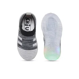 CHiU Kids Woven Design Comfort Insole Mesh Lightweight LED Contrast Sole Slip-On Sneakers image 4