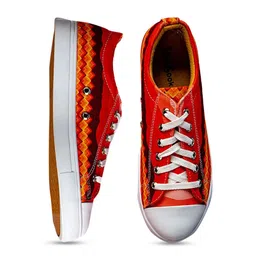 KobSook Men Printed Low Ankle Comfort Insole Canvas Contrast Sole Sneakers image 4