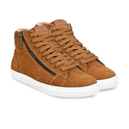 HX London Men Mid Top Lightweight Memory Foam Suede  Contrast Sole Sneakers image 4