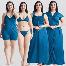 night keys Pack of 6 Women Nighty with Robe-picture-16
