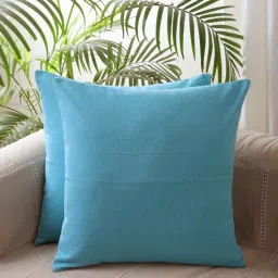 jamio firati Blue Cotton Solid 20x20 inches Cushion Covers (Set of 5)-picture-10