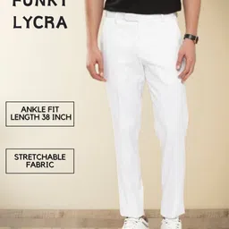 sylzon Men Slim Fit White Cotton Blend Trousers-picture-11