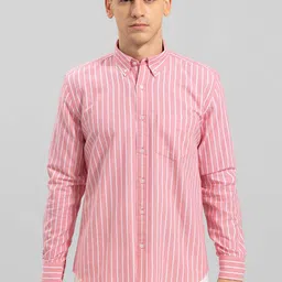 u turn Men Slim Fit Striped Spread Collar Casual Shirt image 4