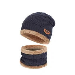 Alexvyan Men Self Design Acrylic Snow & Wind proof Beanie & Scarf image 3