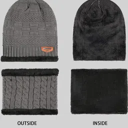 Kastner Unisex Set Of 2 Self Design Woollen Beanie With Mufflers image 2