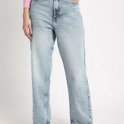 Bene Kleed Women Straight Fit High-Rise Heavy Fade Cotton Jeans-image-55